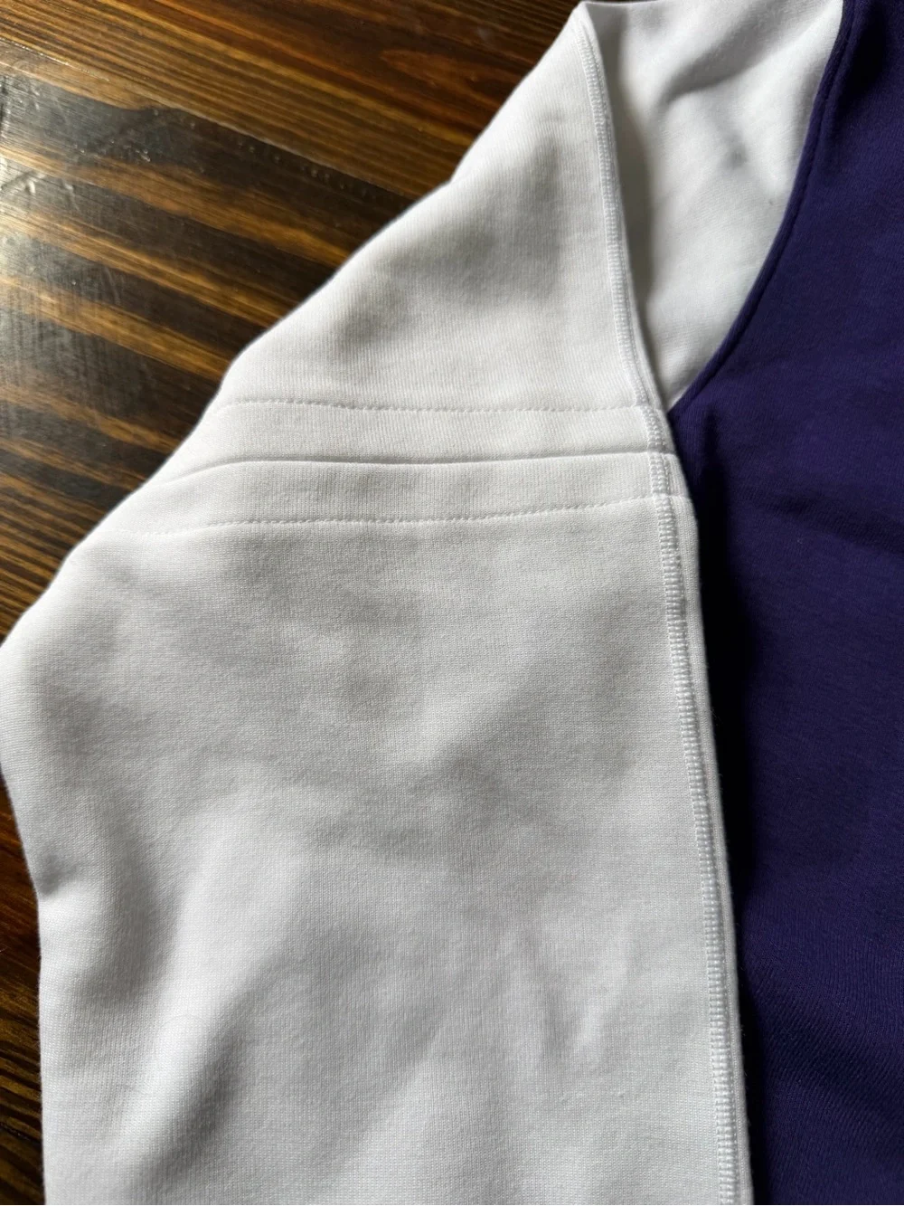 Nike Men's Purple Half-Zip Long Sleeve Top with White Sleeves